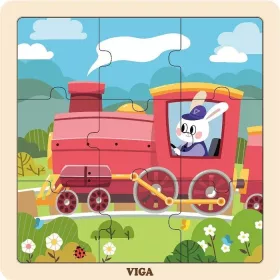 Puzzle din lemn Viga Locomotivă 9 buc.