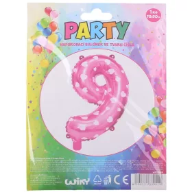 Ballons mit Herzen, rosa, Anzahl: 9