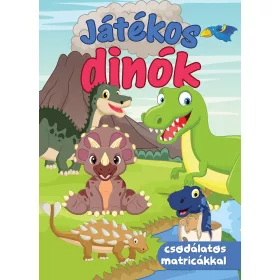 Malbuch mit verspielten Dinosauriern und Aufklebern