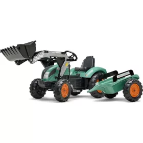   Falk pedálos traktor SUPER LOADER 1054AM rakodóval és pótkocsival - zöld