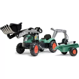  Falk Vintage 2054N gyalogos traktor kanállal, kotrógéppel és pótkocsival, zöld