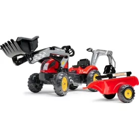   Falk Vintage 2058N traktor kanállal, kotrógéppel és pótkocsival, piros