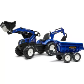   AKCIÓ - FALK Pedálos traktor 3090W New Holland T8 markolóval, kotróval és maxi pótkocsival