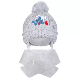 Wintermütze für Kinder mit Schal, Babywelpe, grau