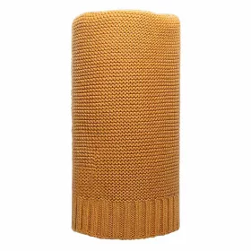Bambus-Strickdecke NEU BABY 100x80 cm Senfgelb