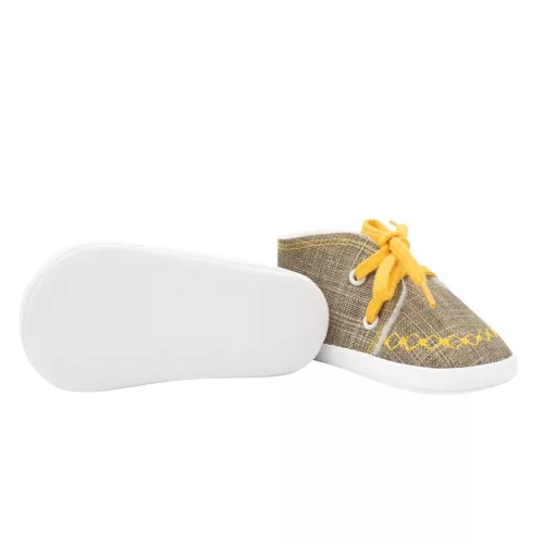 Baby-Sneaker, neue Baby-Jeans, senffarben, 0-3 Stunden
