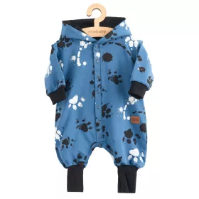   Baby-Baumwoll-Overall mit Kapuze und Ohren, New Baby Paws blau