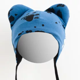 Baby-Baumwollmütze mit Ohren, New Baby Paws blau
