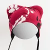 Baby-Baumwollmütze mit Ohren, dunkelrosa, Motiv: New Baby Paws