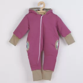   Warmer Frühlingsoverall mit Kapuze, neue Baby-Frühlingskollektion, lila-rosa
