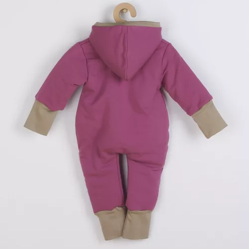 Warmer Frühlingsoverall mit Kapuze, neue Baby-Frühlingskollektion, lila-rosa
