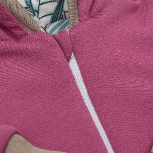 Warmer Frühlingsoverall mit Kapuze, neue Baby-Frühlingskollektion, lila-rosa