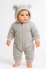 Luxuriöser Baby-Winteroverall, neu, Teddybär, grau-rosa