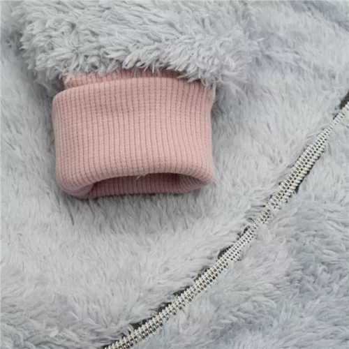 Luxuriöser Baby-Winteroverall, neu, Teddybär, grau-rosa