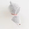 Wintermütze und Schal für Babys, neuer Baby-Teddybär, grau-rosa