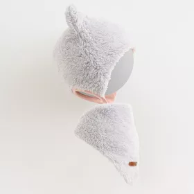   Wintermütze und Schal für Babys, neuer Baby-Teddybär, grau-rosa