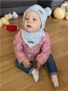 Wintermütze und Schal für Babys, neuer Baby-Teddybär, grau-rosa