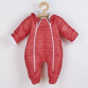   Winteroverall mit Kapuze und Ohren, New Baby Pumi, Himbeerrot