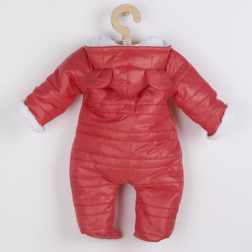 Winteroverall mit Kapuze und Ohren, New Baby Pumi, Himbeerrot