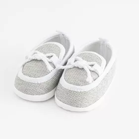 Babymokassins, neu, Babygrau, Größe 12-18 cm