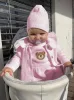 Babyjacke mit Knöpfen, neue Baby-Luxuskleidung, Laura Pink
