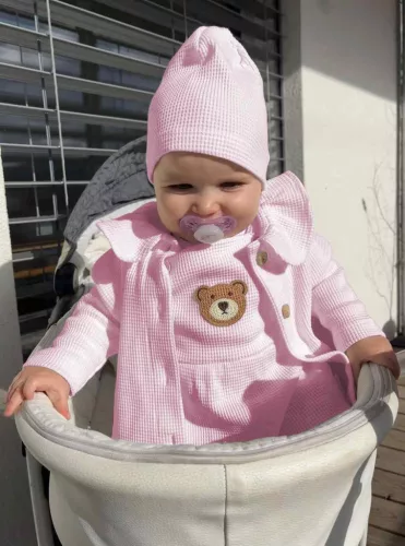 Babyjacke mit Knöpfen, neue Baby-Luxuskleidung, Laura Pink