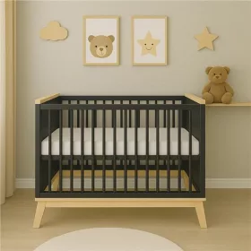   Kinderbett mit Absturzsicherung New Baby MARCUS 120x60 cm Graphit/Natur