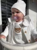 Baby-Baumwollmütze, neue Baby-Luxuskleidung, weiß