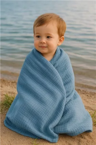 Muslinska dekica za bebe New Baby 70x100 cm plava