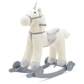   Schaukelpferd mit Melodie und Rädern, Einhorn-Baby-Mix, weiß