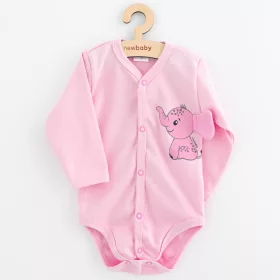   Baba teljes hosszában patentos hosszú ujjú body New Baby Happy Elephant pink