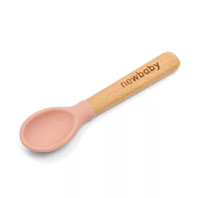 Silikonlöffel mit Holzgriff, Neu Babyrosa