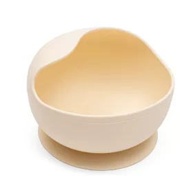 Baby-Silikonschale mit Saugnapf, beige, neu.