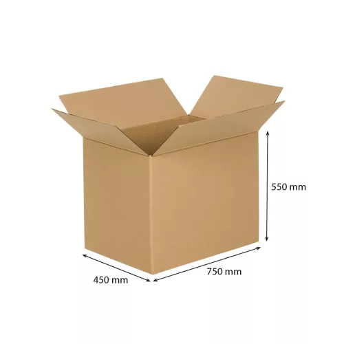 Kartonska kutija s poklopcem na šarke 750x450x550 mm, petoslojna