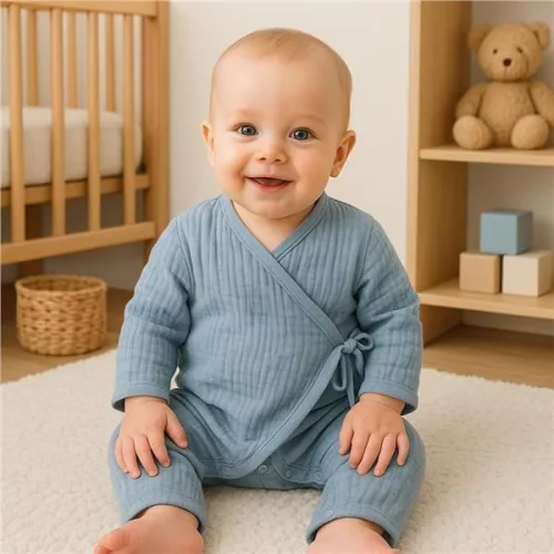 Baba muszlin kezeslábas New Baby blue