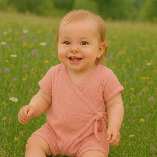 Ljetni muslin kombinezon za bebe New Baby roza