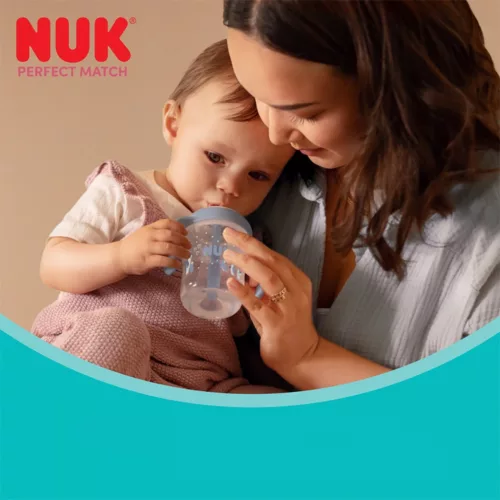 NUK Perfect Match tanuló cumisüveg szívószállal PENGUIN 150 ml
