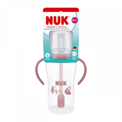 NUK Perfect Match tanuló cumisüveg szívószállal BEAR 260 ml