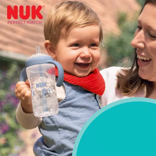 NUK Perfect Match tanuló cumisüveg szívószállal BEAR 260 ml