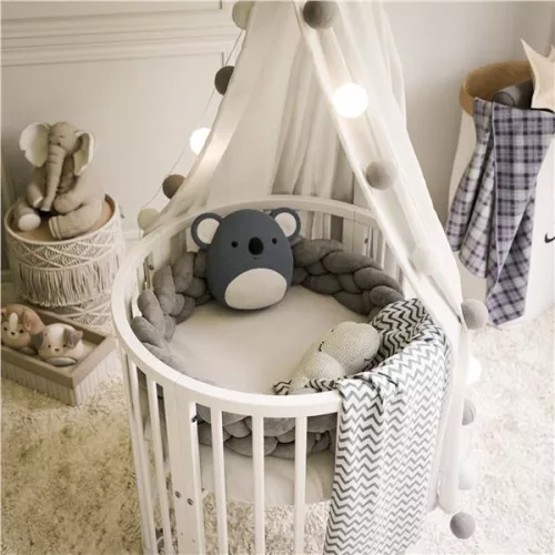 Mitwachsendes 3-in-1-Kinderbett (oval) + Matratze, Neu, Weiß