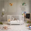 Mitwachsendes 3-in-1-Kinderbett (oval) + Matratze, Neu, Weiß