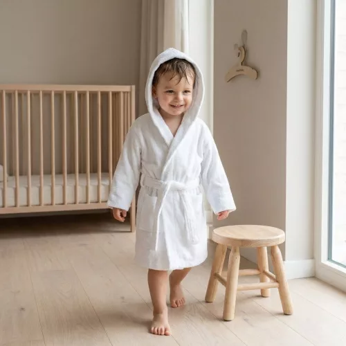 Gyerek frottír fürdőköpeny New Baby white