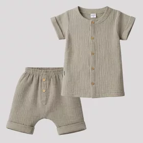 Baba muszlin ing rövidnadrággal New Baby linen