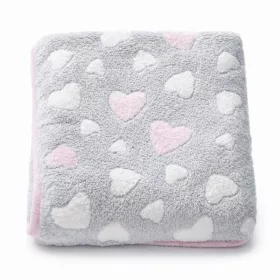 Babydecke „New Baby“ 80x90 cm, Herzchen, rosa