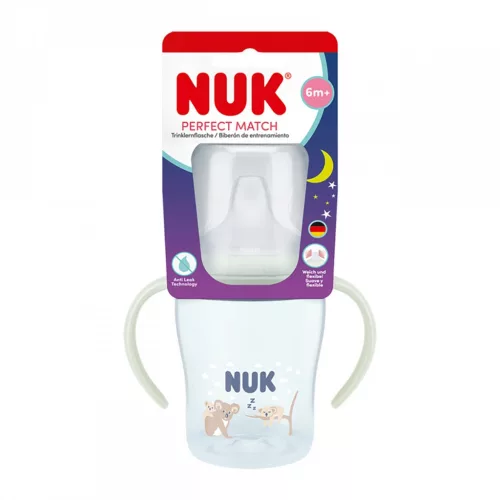 NUK Perfect Match Trinkflasche 150 ml, mit Silikonsauger und Temperaturregulierung, beleuchtet
