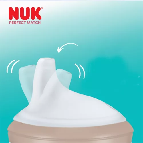 NUK Perfect Match tanulópalack 150 ml, szilikon itatófejjel és hőmérséklet-ellenőrzéssel, világító