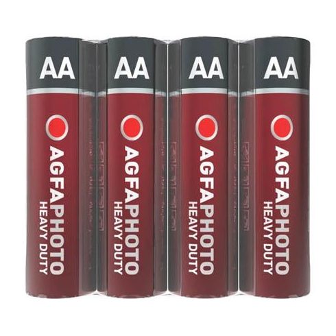 Elem, AA, 4 db, féltartós (szén-cink), zsugor, AGFAPHOTO "Heavy Duty"