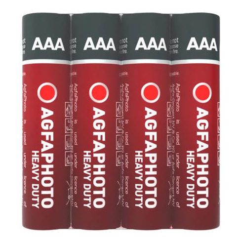 Elem, AAA, 4 db, féltartós (szén-cink), zsugor, AGFAPHOTO "Heavy Duty"