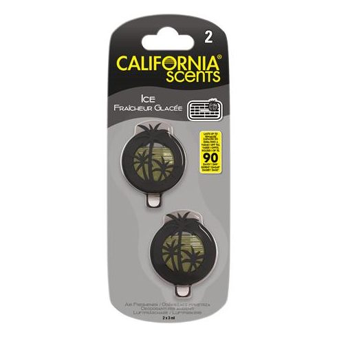 Autóillatosító, mini diffúzer, 2*3 ml, CALIFORNIA SCENTS "ICE"