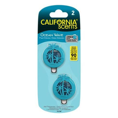 Autóillatosító, mini diffúzer, 2*3 ml, CALIFORNIA SCENTS "Ocean Wave"